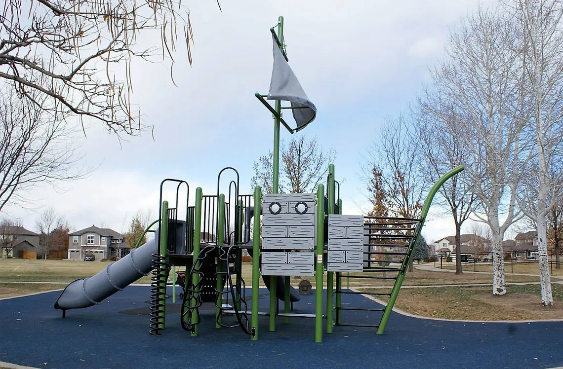 Rubber surfacing for playground area at Arapahoe Ridge Park